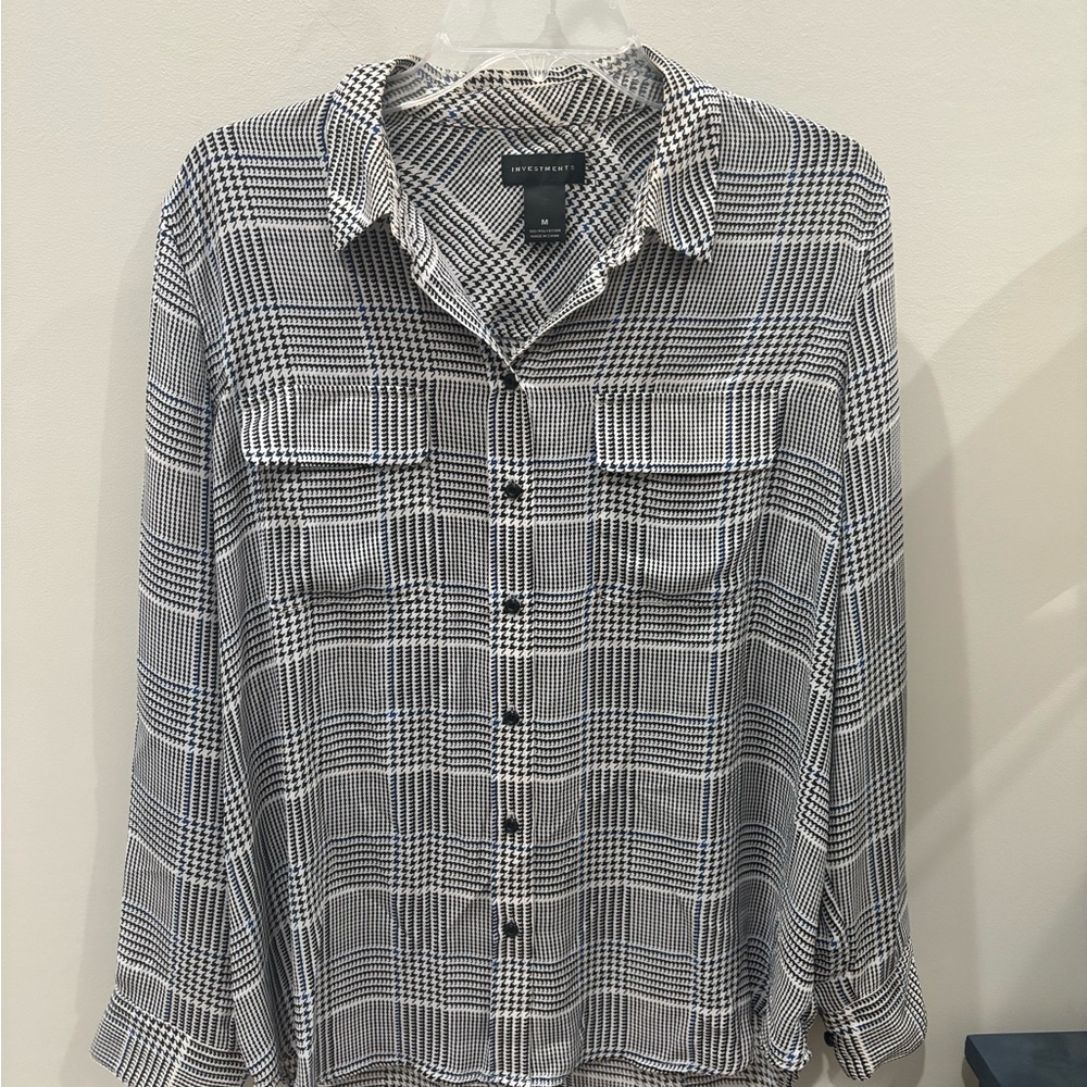 Investments Black and White Plaid Woman’s  Shirt